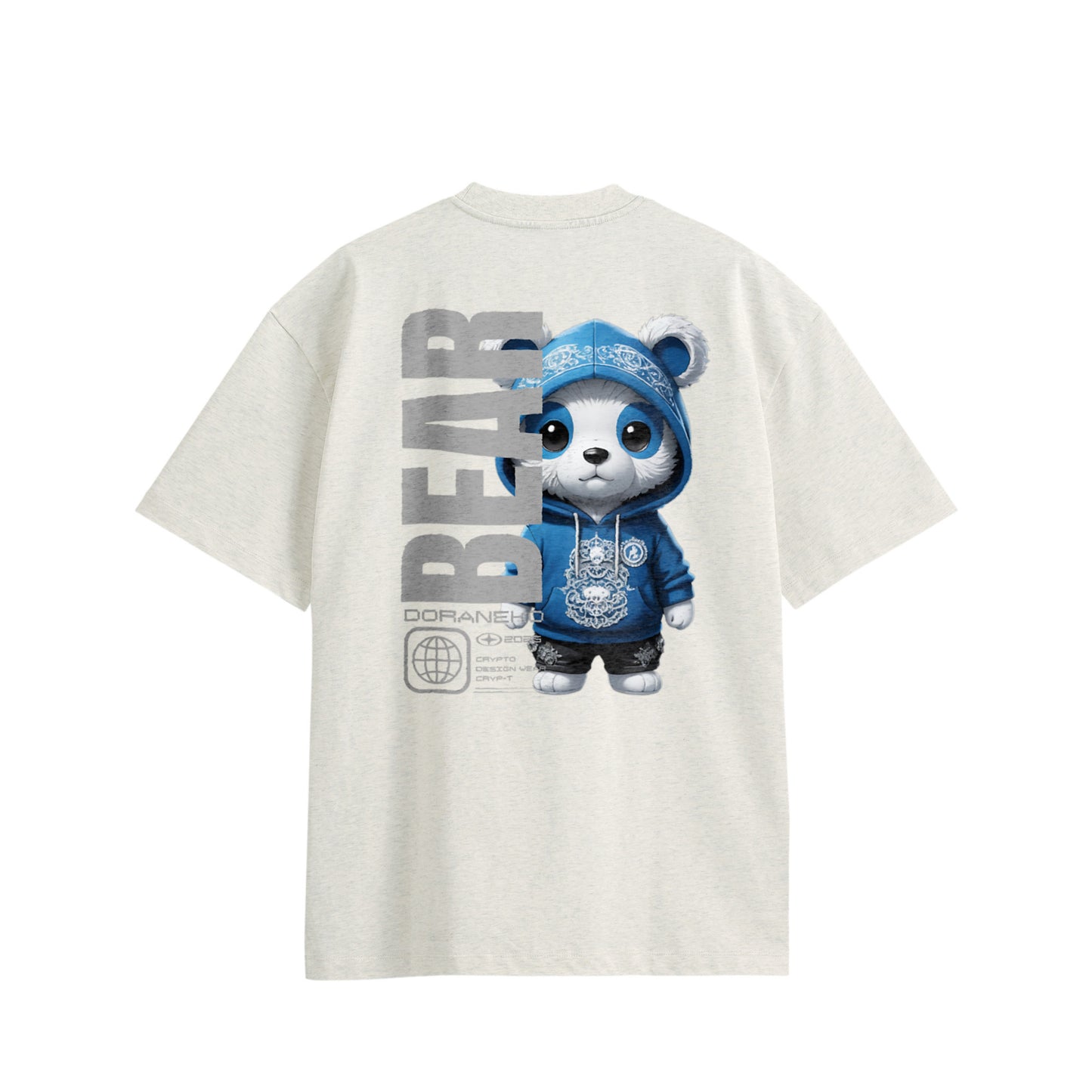 DORANEKO FRIENDS DESIGN TYPE-BEAR Oversize Cotton Tee oatmeal image