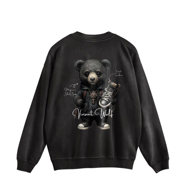 TREASURE CREST “MAGICIAN'S BLACK BEAR” Vintage-Wash Sweat Pullover