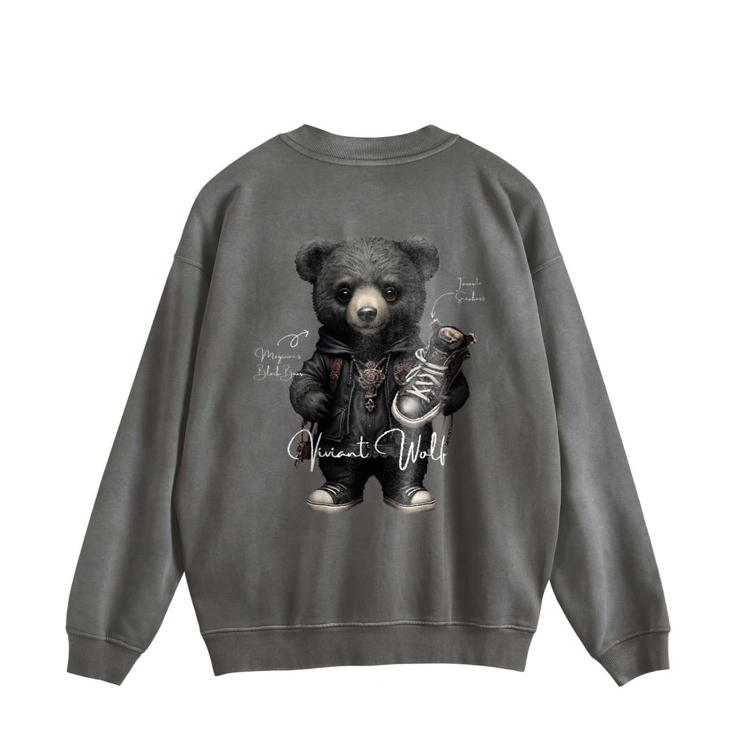 TREASURE CREST “MAGICIAN'S BLACK BEAR” Vintage-Wash Sweat Pullover