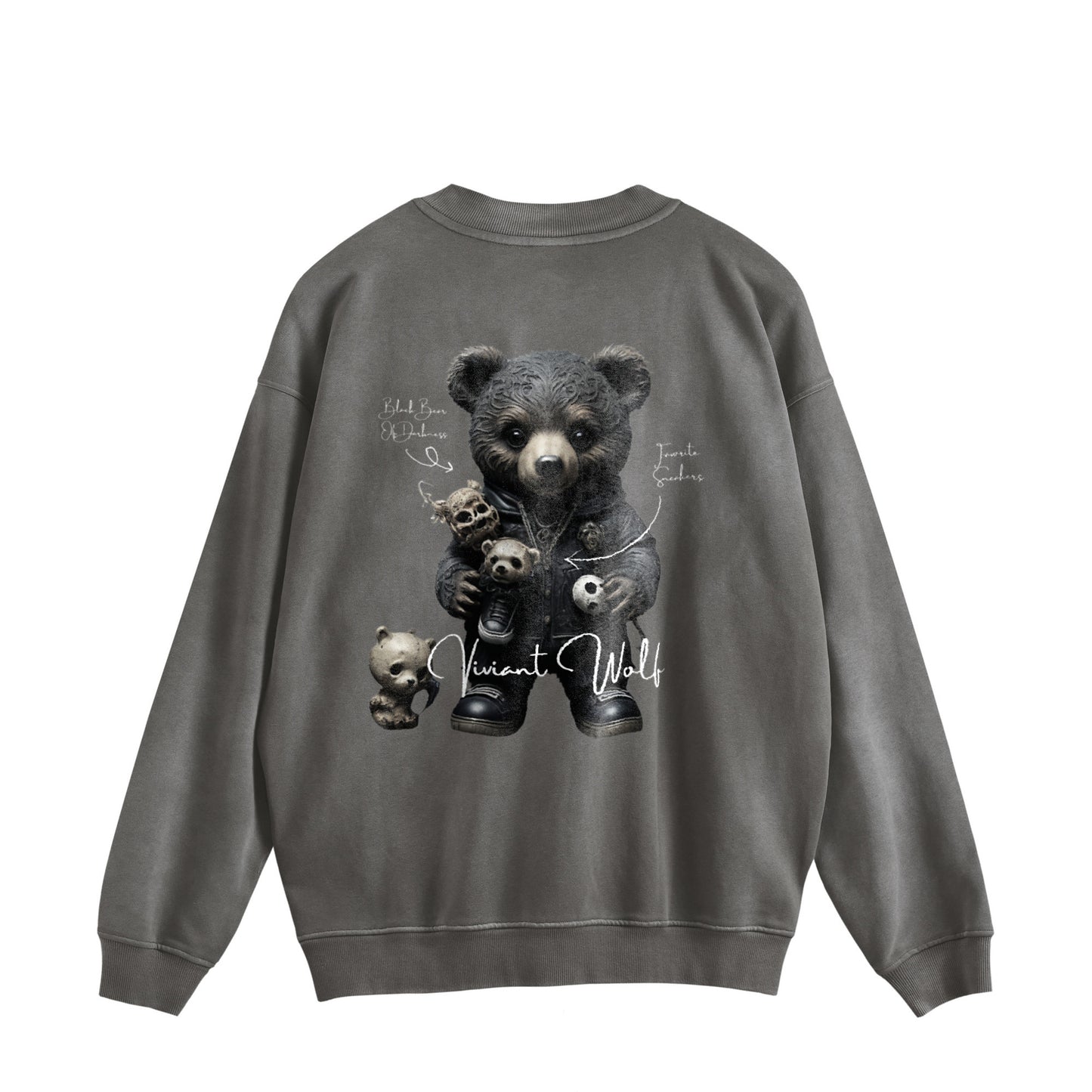 TREASURE CREST “BLACK BEAR OF DARKNESS” Vintage-Wash Sweat Pullover