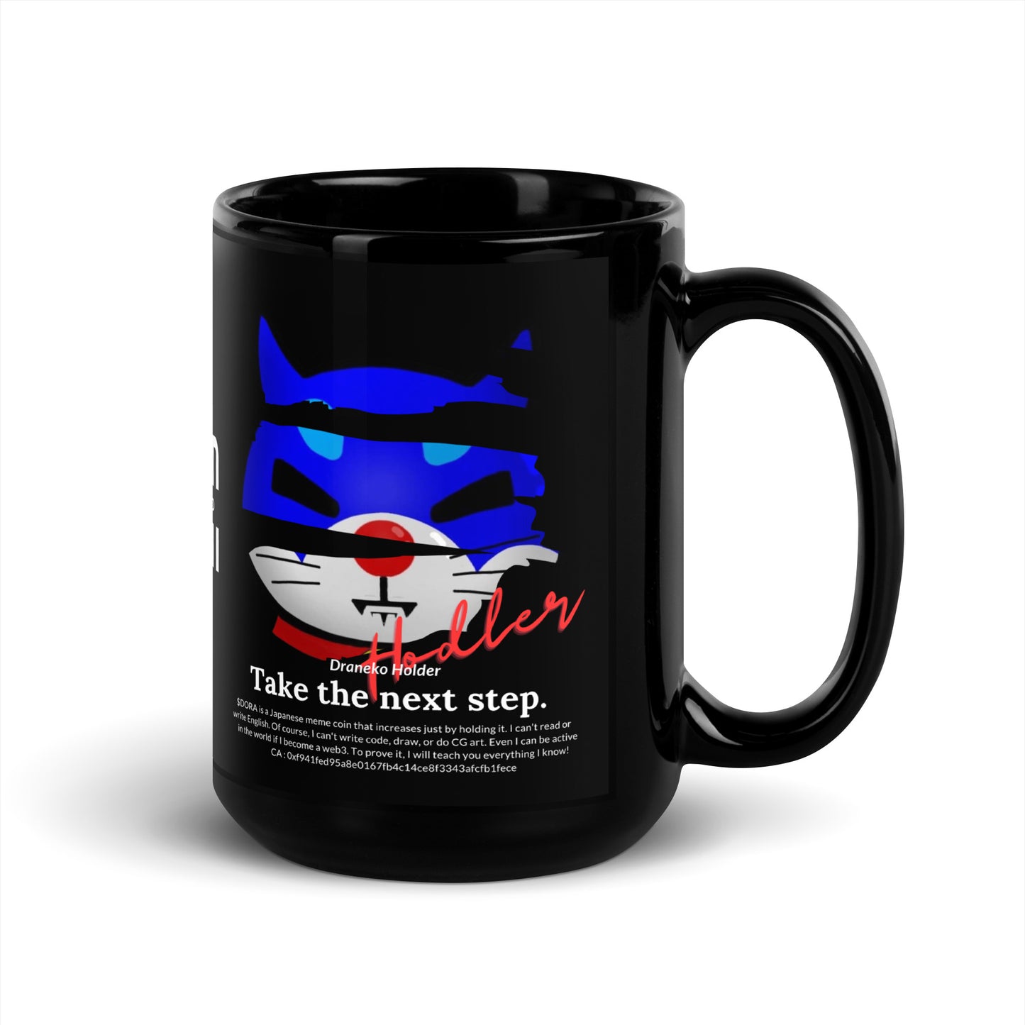 DORANEKO COLLAB DESIGN | Black Glossy Mug | 11oz  15oz